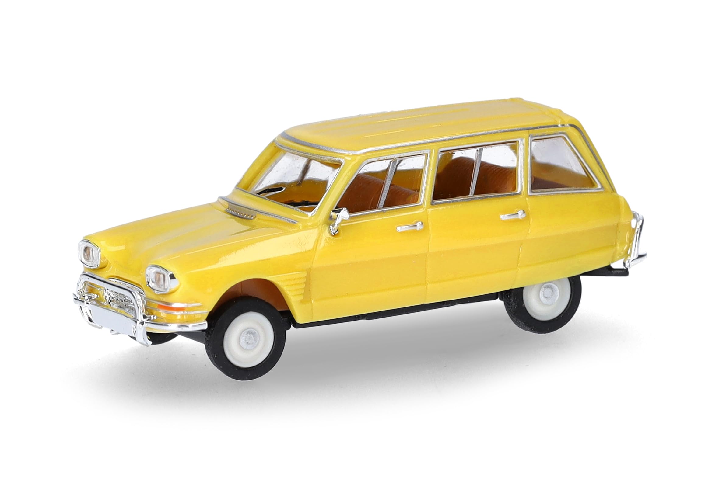 Herpa car model Citroen AMI 6 Break, zinc yellow, on a scale of 1:87, plastic miniature, made in Germany, model building, collectors edition