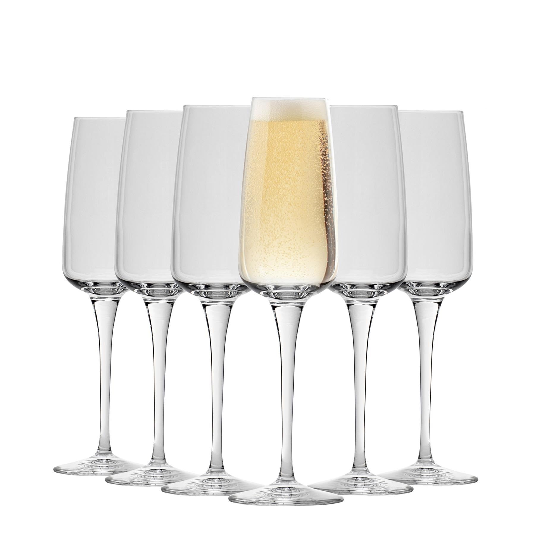 Bormioli Rocco Transparent Aurum Glass Champagne Flutes Set - 230Ml - Pack Of 12