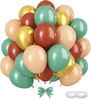 Lazybeee™ Balloons, 50 pcs 12 Inch Balloons, Latex Balloons for Balloon Garland Arch as Party Decorations, Birthday Decorations, Wedding Decorations (Sage/Khaki/Black/Gold)