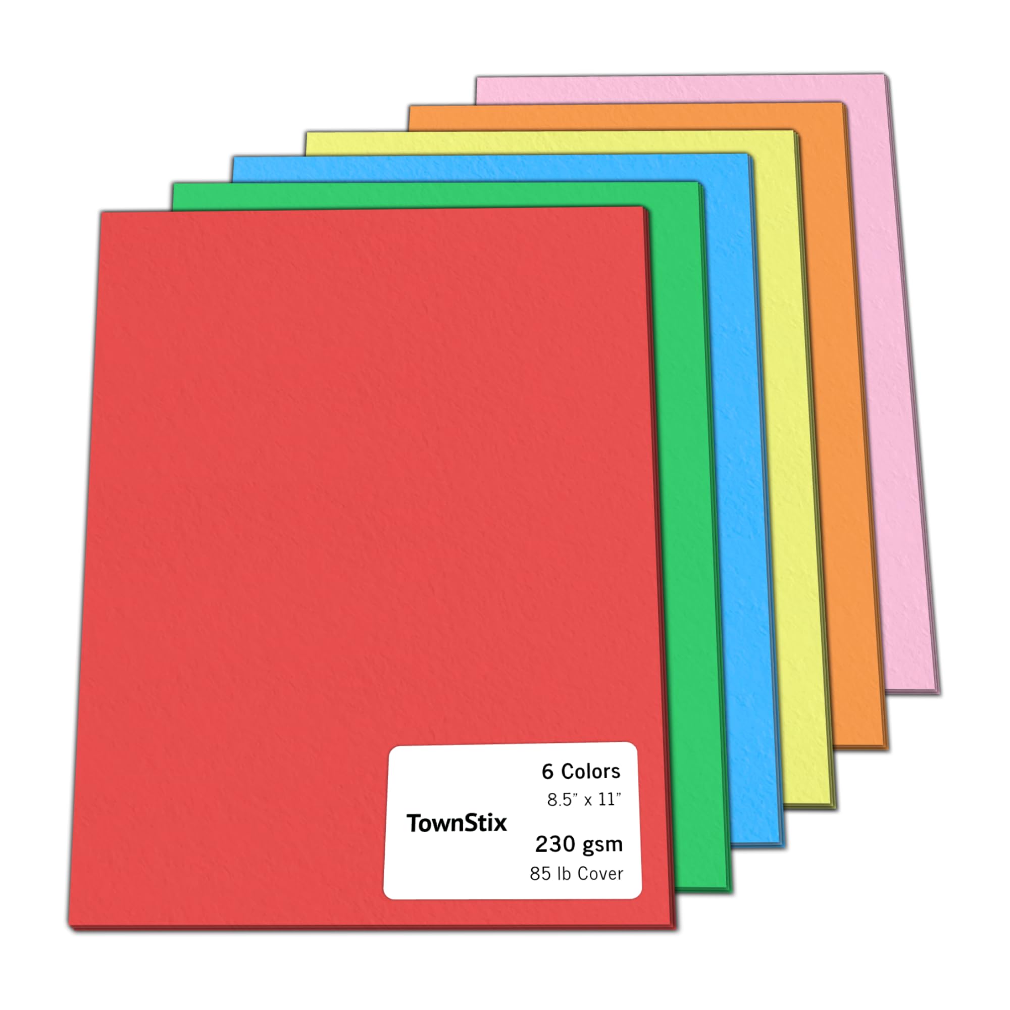 24 Pieces, 85 lb (230 gsm) - Colored Cardstock, 6 Assorted Colors - Laser and Inkjet Printing, 8.5 x 11 inches