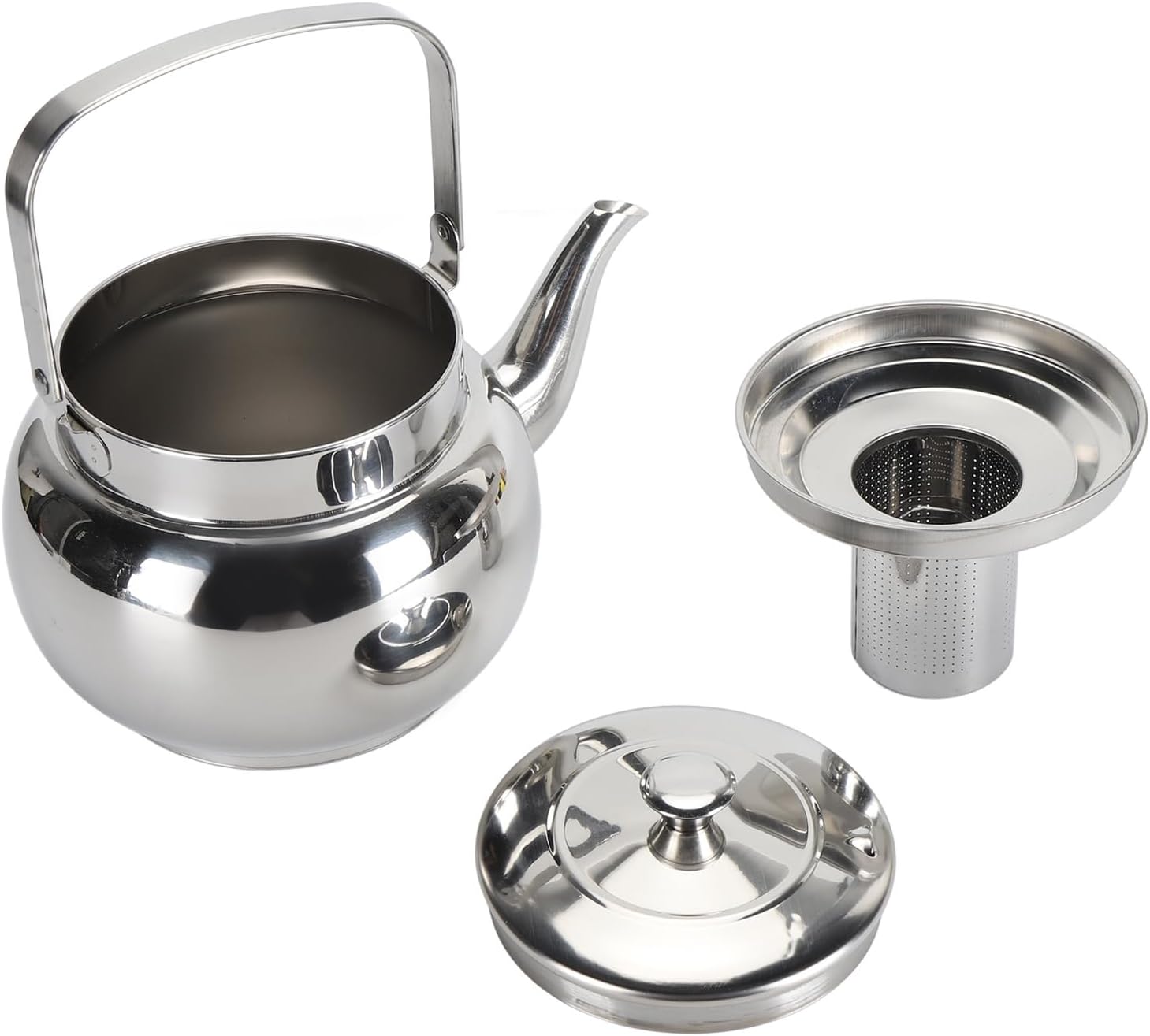 CCYLEZ Teapot, Tea Kettle Stainless Steel Multipurpose with Lid for Restaurant (2L)