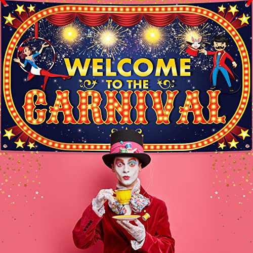 Image of KatchOn, Welcome to The Carnival Banner - XtraLarge, 72x44 Inch | Carnival Decorations | Carnival Backdrop for Birthday Party | Carnival Theme Party Decorations | Carnival Banner for Circus Decoration