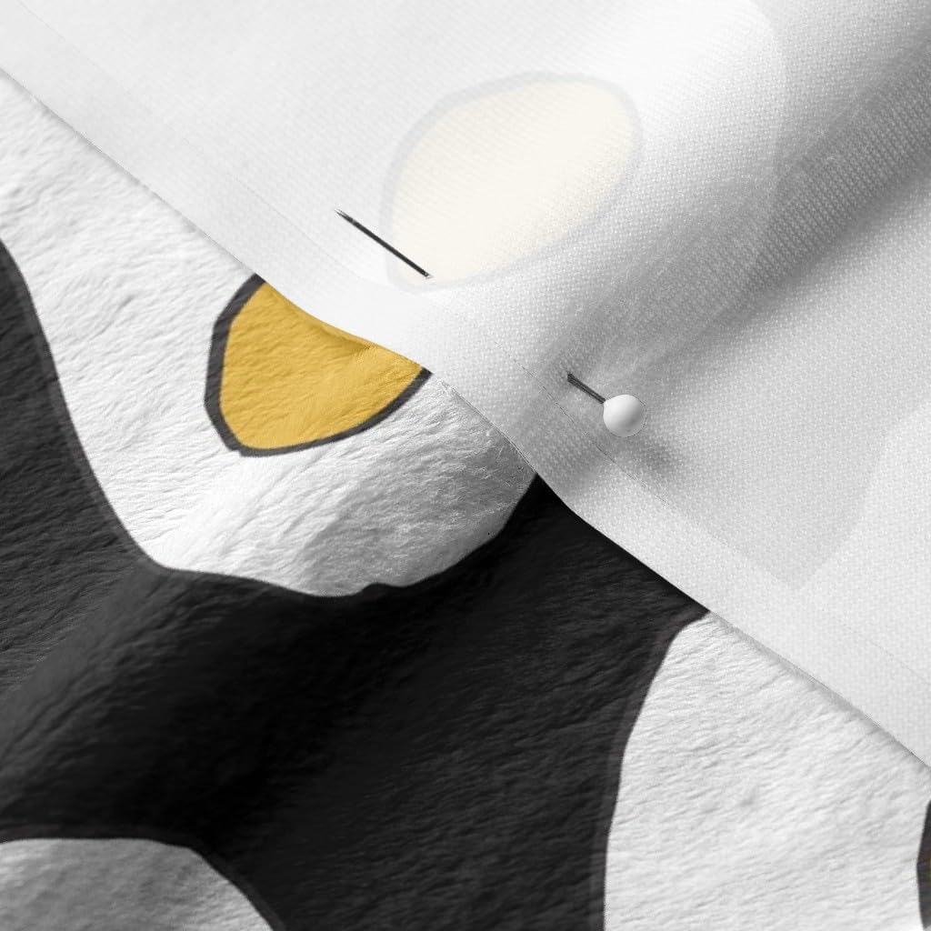 Spoonflower Fabric - Eggs Black White Food Print Breakfast Kitchen Novelty Egg Printed on Minky Fabric Fat Quarter - Sewing Baby Blankets Quilt Backing Plush