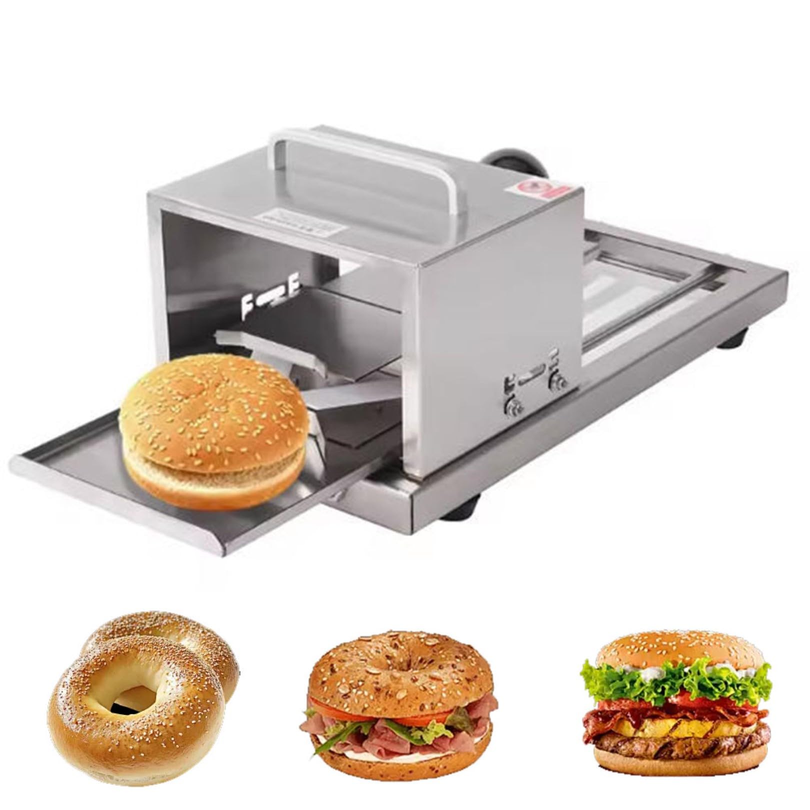 Cortador de pan comercial, grosor ajustable, corte de acero inoxidable para hamburguesas, pasteles, bagels
