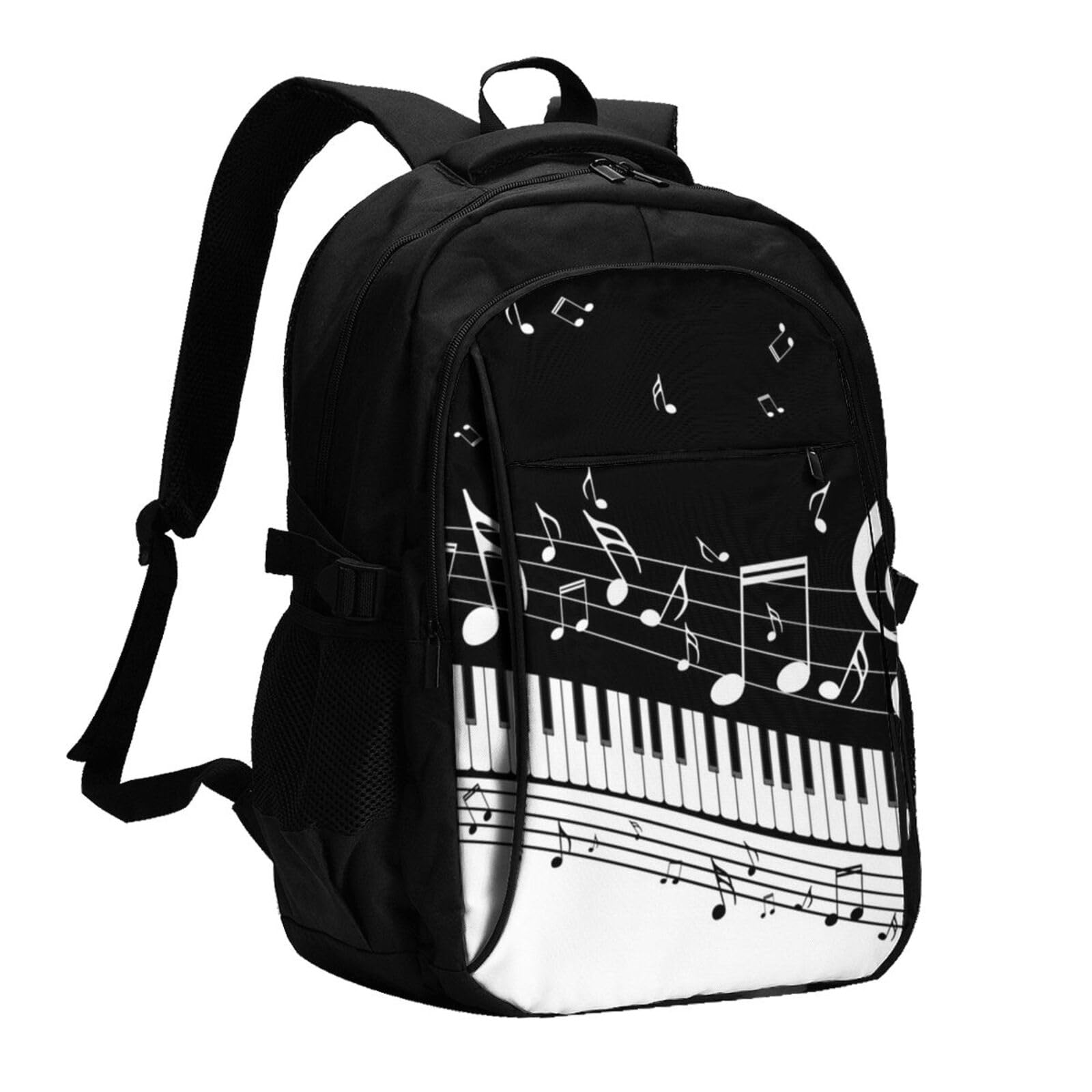 InOmak Schwarze und weiße Musiknote, Reiserucksack, Freizeitrucksack, Schulrucksack, Laptop-Rucksack für Damen und Herren