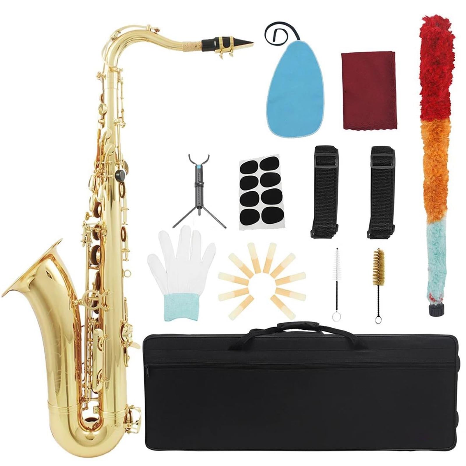 Saxofón Saxofón Tenor Si Bemol Cuerpo De Latón Teclas Blancas Grabadas Con Estuche Accesorios Para Saxofón Tenor