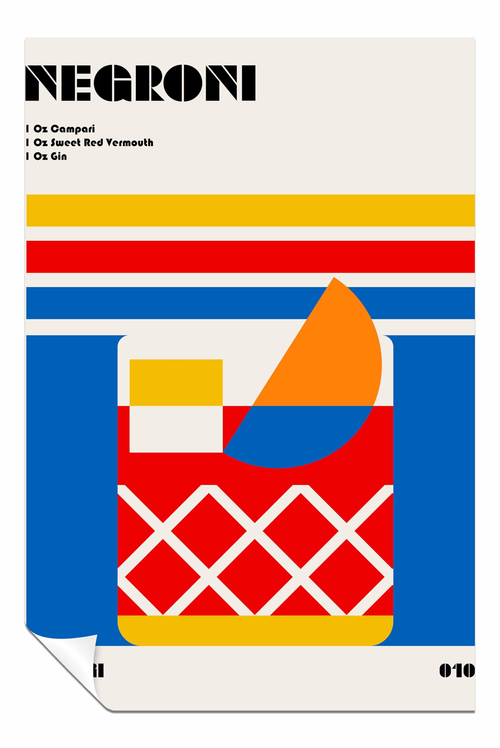 Panther Print Negroni Bauhaus Cocktail Unframed Poster, Pictures for Home Walls, Bedroom, Living Room & Bathroom Decor 76x51cm (30x20in)