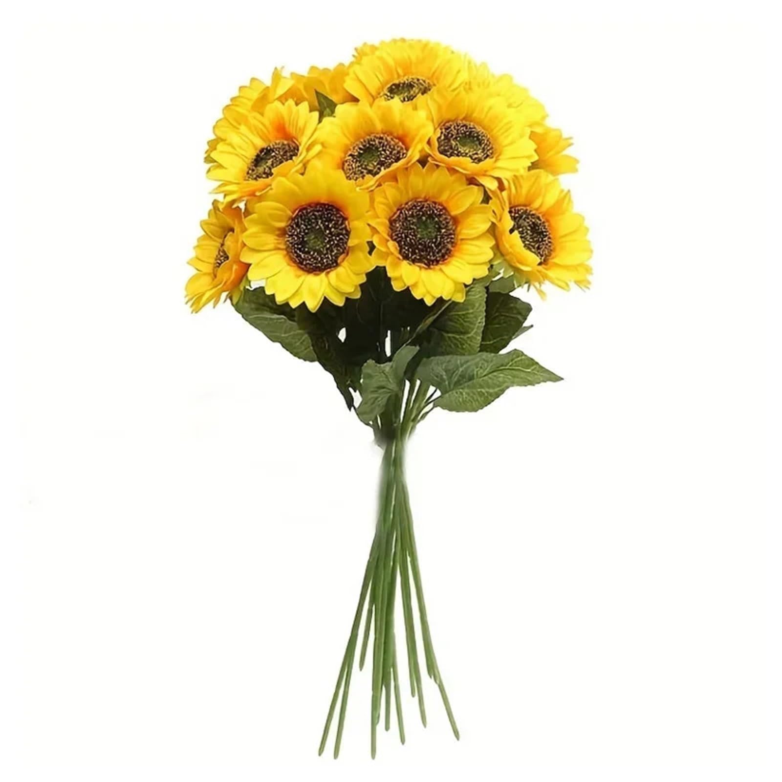 Dcrxz Artificial Flowers 10PCS Artificial Sunflowers Bouquet Flowers Fake Decoration for Outdoor Garden Home Decor Wedding Graduation Party Flower