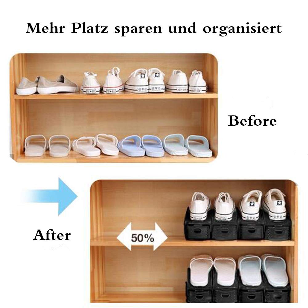 HENGMEI set di 30 Regolabile Scarpiera Salvaspazio Portascarpe Organizer Scarpe Portascarpe Regolaili in Plastica, Nero