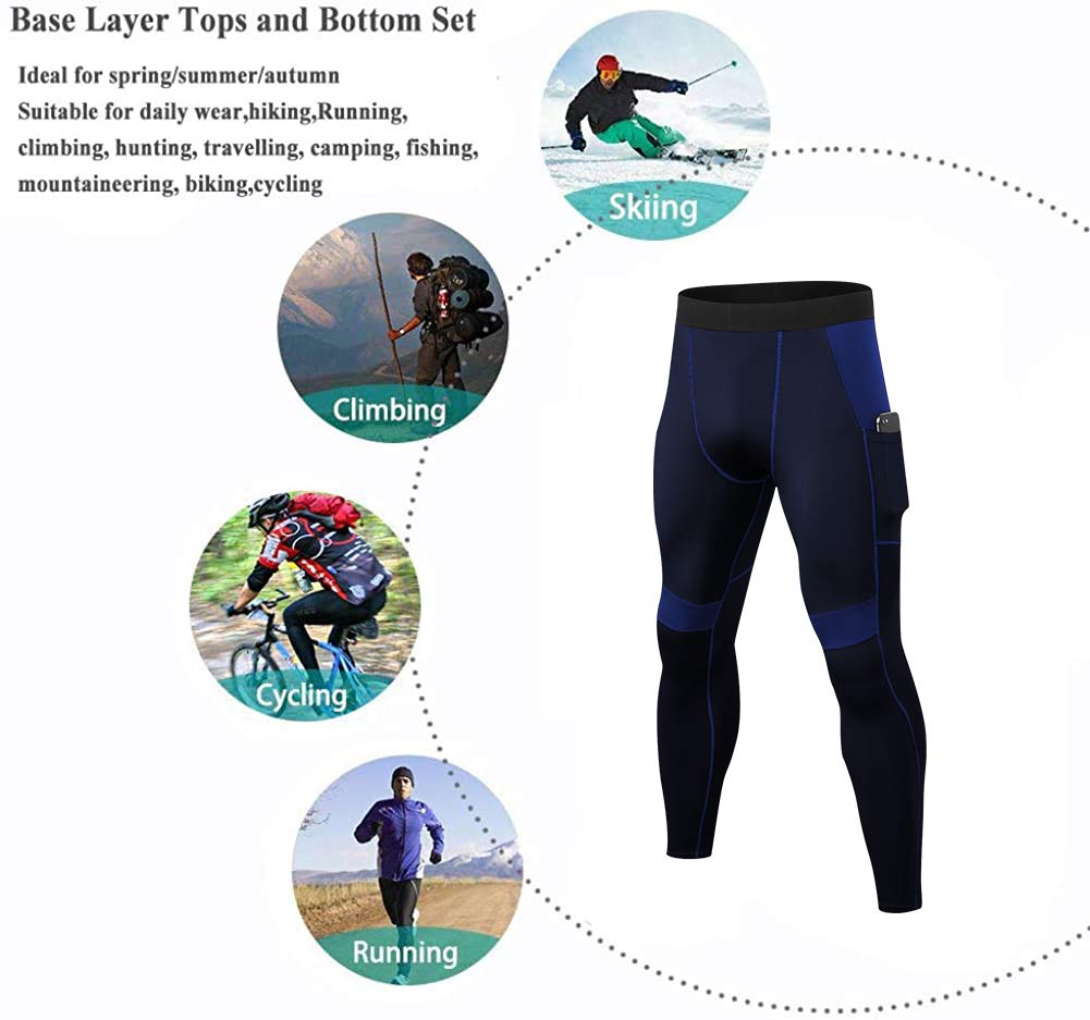 YUSHOW Lot de 2 Leggings de Compression pour Homme - Collant de Course à Pied - Couche de Base - Pantalon de Cyclisme pour entraînement, athlétisme, entraînement