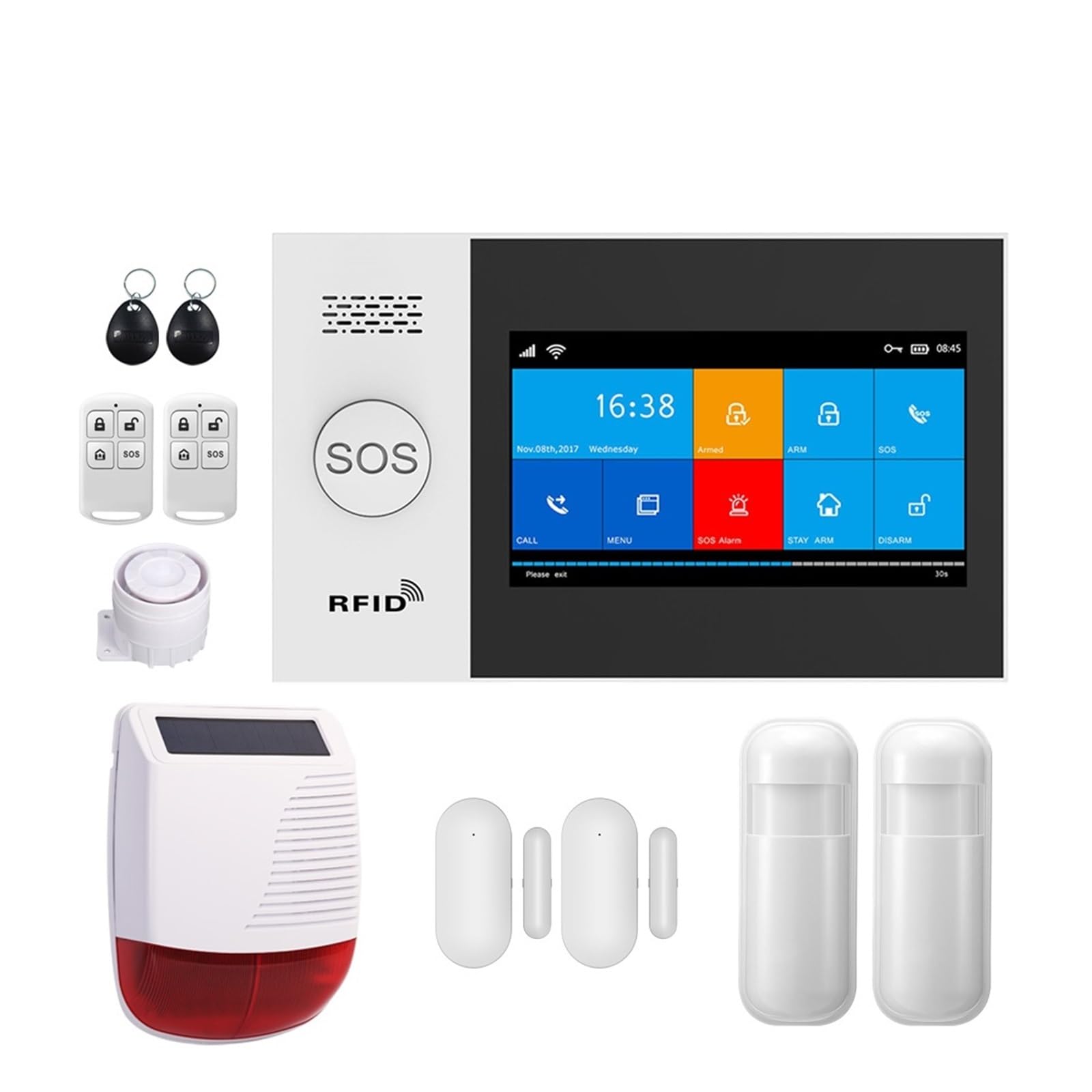 Sistemi di Sicurezza per La Casa WiFi gsm di Allarme App Telecomando Pannello di Allarme Commutabile 9 Lingue Wireless Home Security RFID Card Arm Disarm(I)