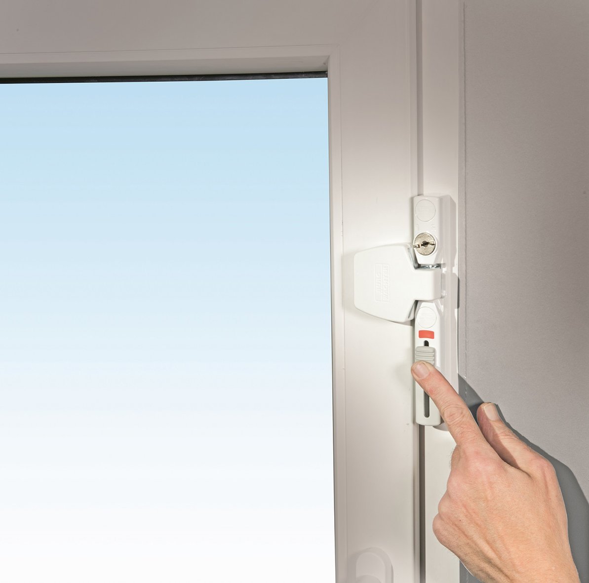 Burg-Wächter Fenstersicherung, Einbruchschutz für Fenster und Balkontüren, Abschließbar, Innen, Griffseite, WinSafe WS 33 F1 GL W, weiß