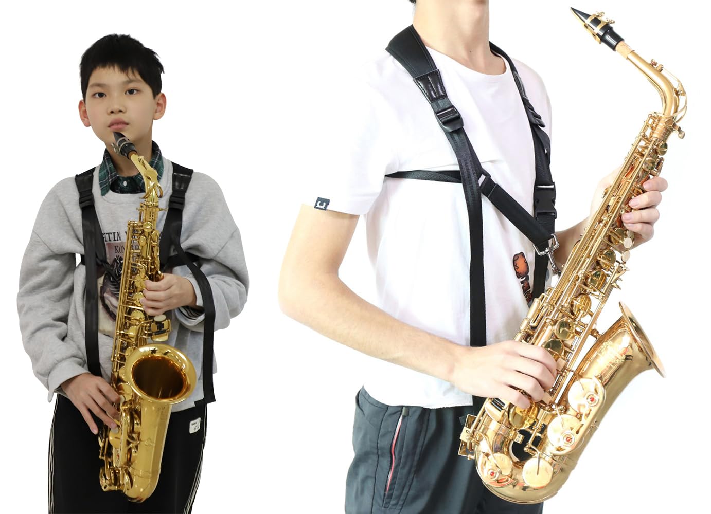 Rayzm Tracolla per Sassofono - Cinturino in Neoprene (SBR) Memory Foam a Doppia Tracolla Regolabile Imbottita per Sax Alto/Tenore/Soprano/Baritono - per Adulti e Bambini