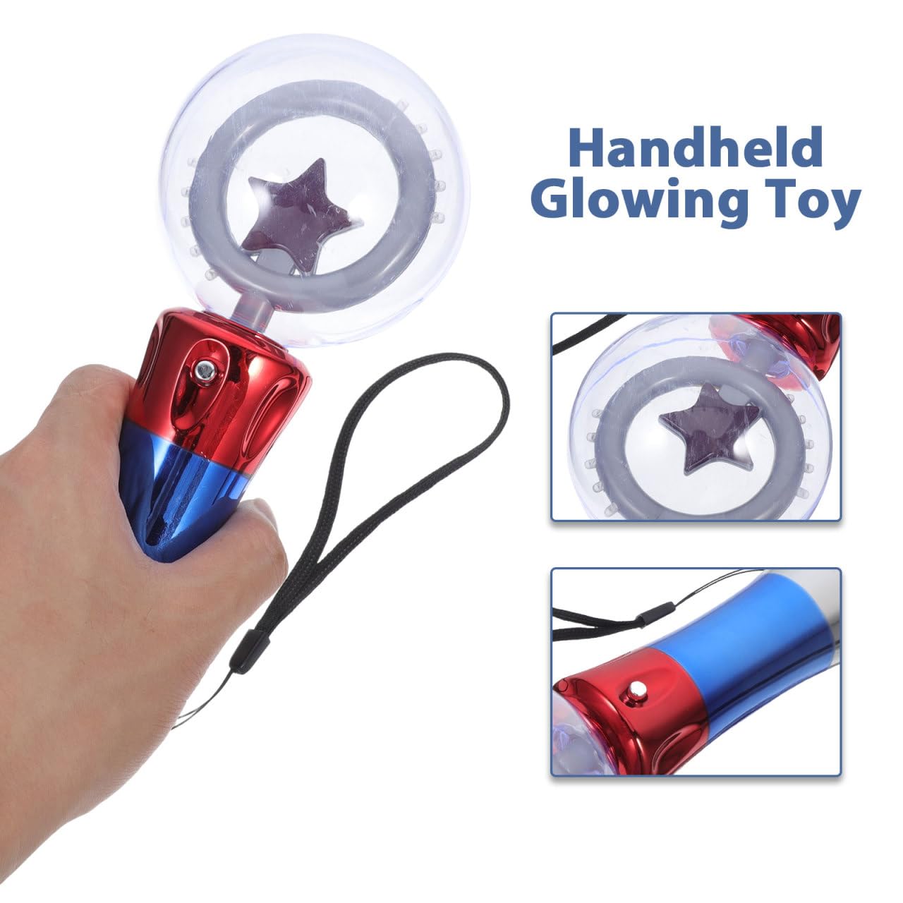 Abaodam Light Up LED Flashing Star Light Stick Rotating LED Star Princess LED Night Flashing LED Sensory Ball Flash Light up Princess Flashing Sticks Glitter - Image 3