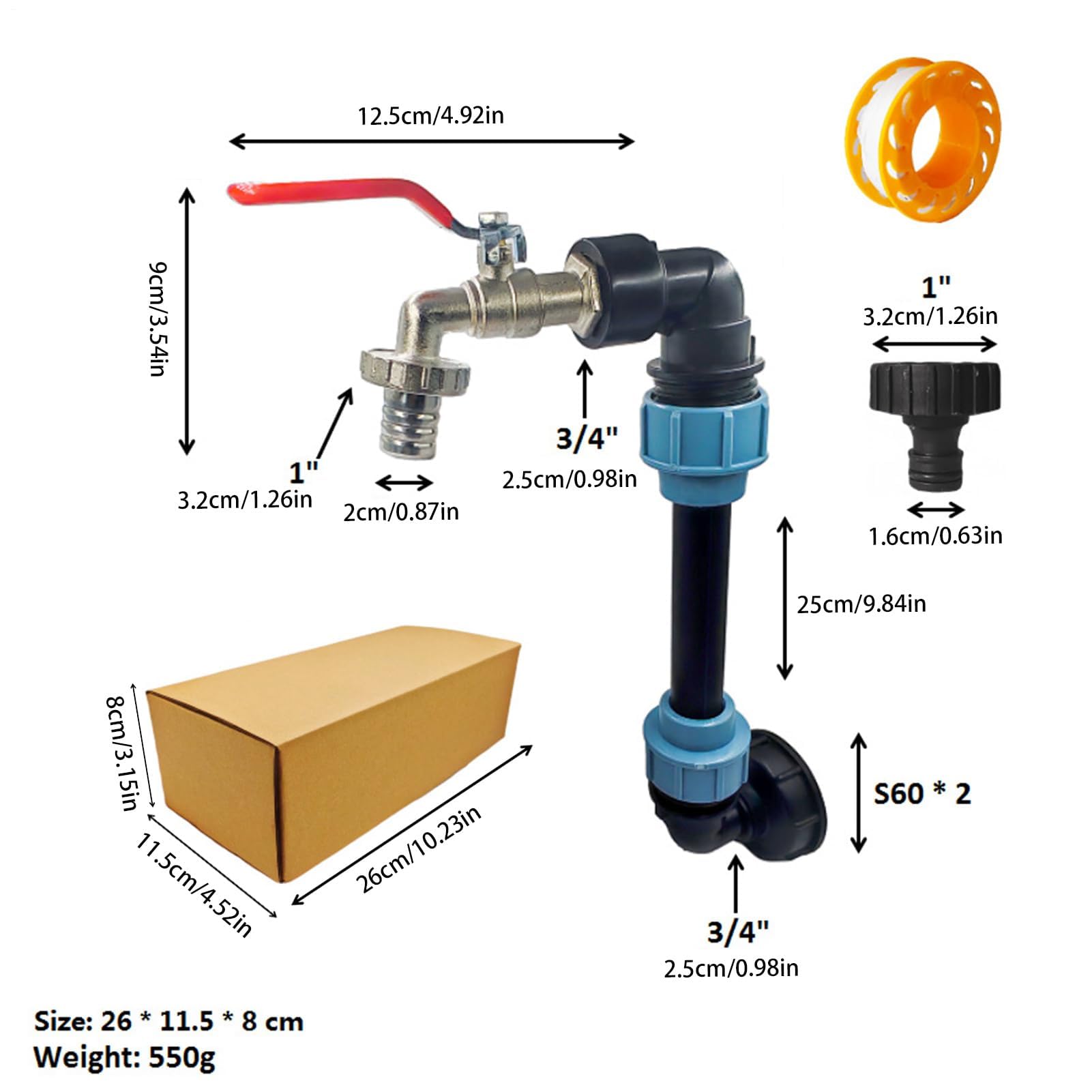 Adaptador de tanque de agua, extensión de manguera, conector de válvula rápida sin goteo para grifo, perfecto para el hogar, taller, jardín, patio, almacenamiento al aire libre