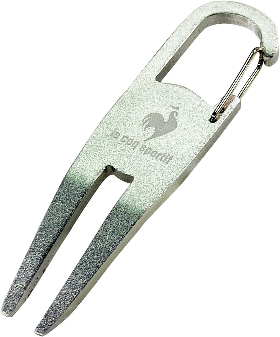Coq Sportif QQBWJX01 Green Fork, Classic with Marker, Carabiner, Convenient to Carry Accessories, Golf, New Model SL00 (Silver), One Size