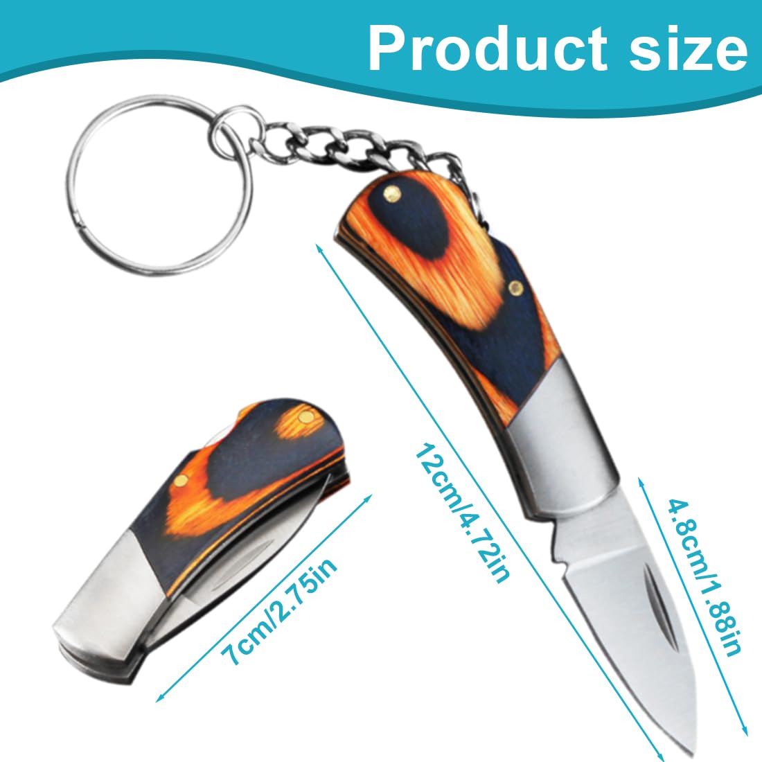 CPJJ Coltello Pieghevole con Lama in Acciaio Inox e Manico in Legno,Coltello da Caccia Pieghevole,Coltello da Sopravvivenza,Coltello da Sopravvivenza all'aperto,Regalo per Uomini