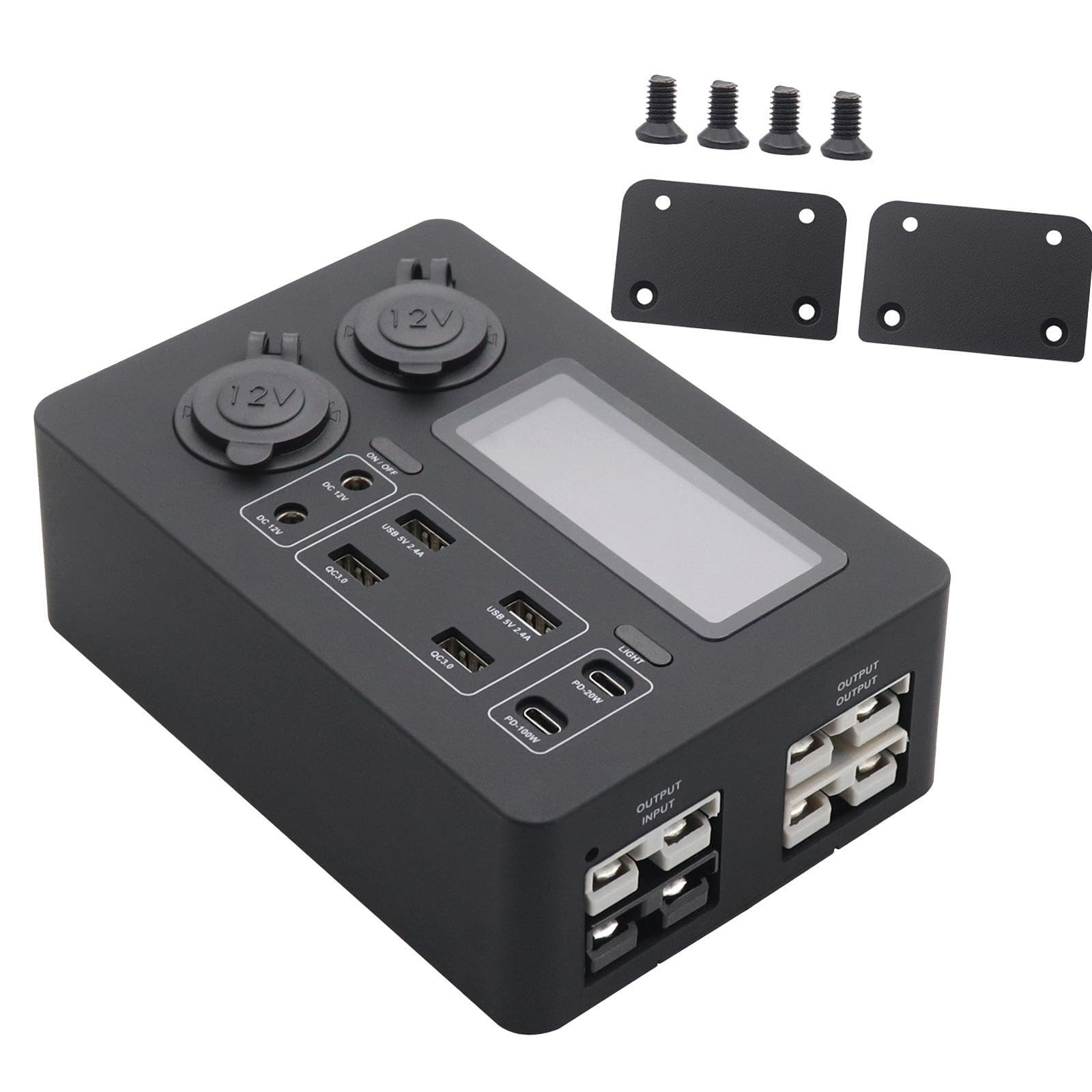 Caricabatterie portatile multipresa DC12V con porte USB per camper e campeggio all'aperto, 4 ingressi/uscite, accessori per casa, ufficio, viaggi, Scatola di alimentazione, 16.6x11.7x5.7