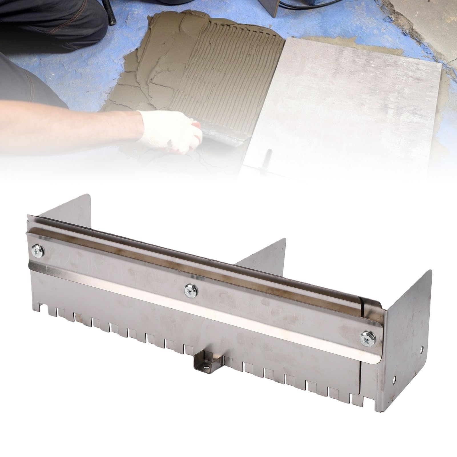 Generic Épandeur de Colle pour Carrelage Truelle Crantée pour Application de Surface Professionnelle Réglable 15,75 à 31,5 Pouces en Acier Inoxydable pour Sols et Murs