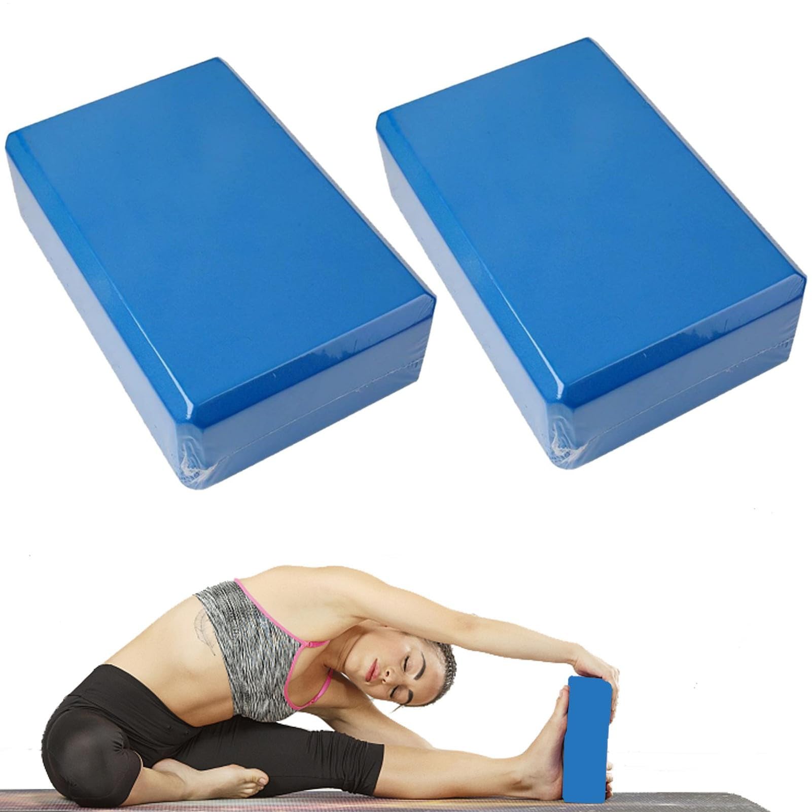 2Pcs Yoga Blocks, Lightweight High Density Eva Foam Blocks, Anti Slip Yoga Bricks For Pilates Exercise Meditation Home Workouts, Providing Stability, Support, Improving Strength, Balance, Flexibility