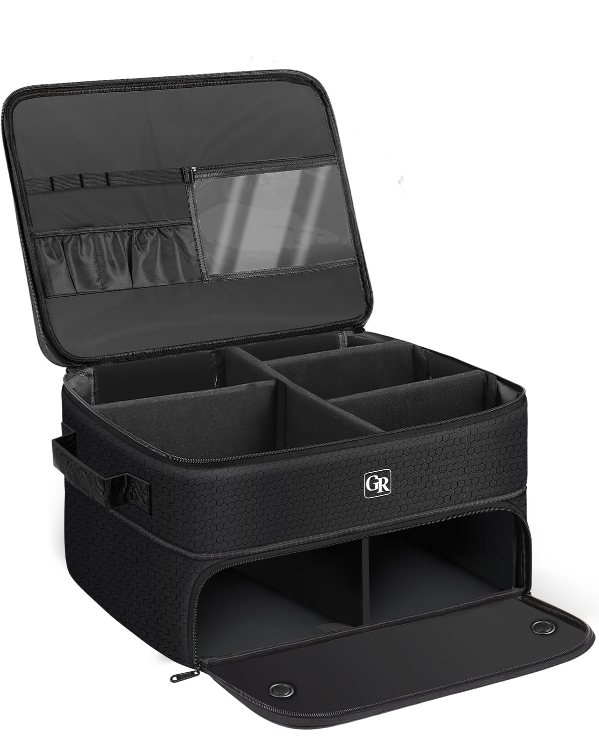 Odor-Absorbing 2-Layer Large Golf Trunk Organizer with Activated Carbon Fabric - Water-Resistant Golf Shoe Bag for Shoes Balls Tees Clothes Gloves Golf Accessories, Fathers Day Dad Gifts for Men