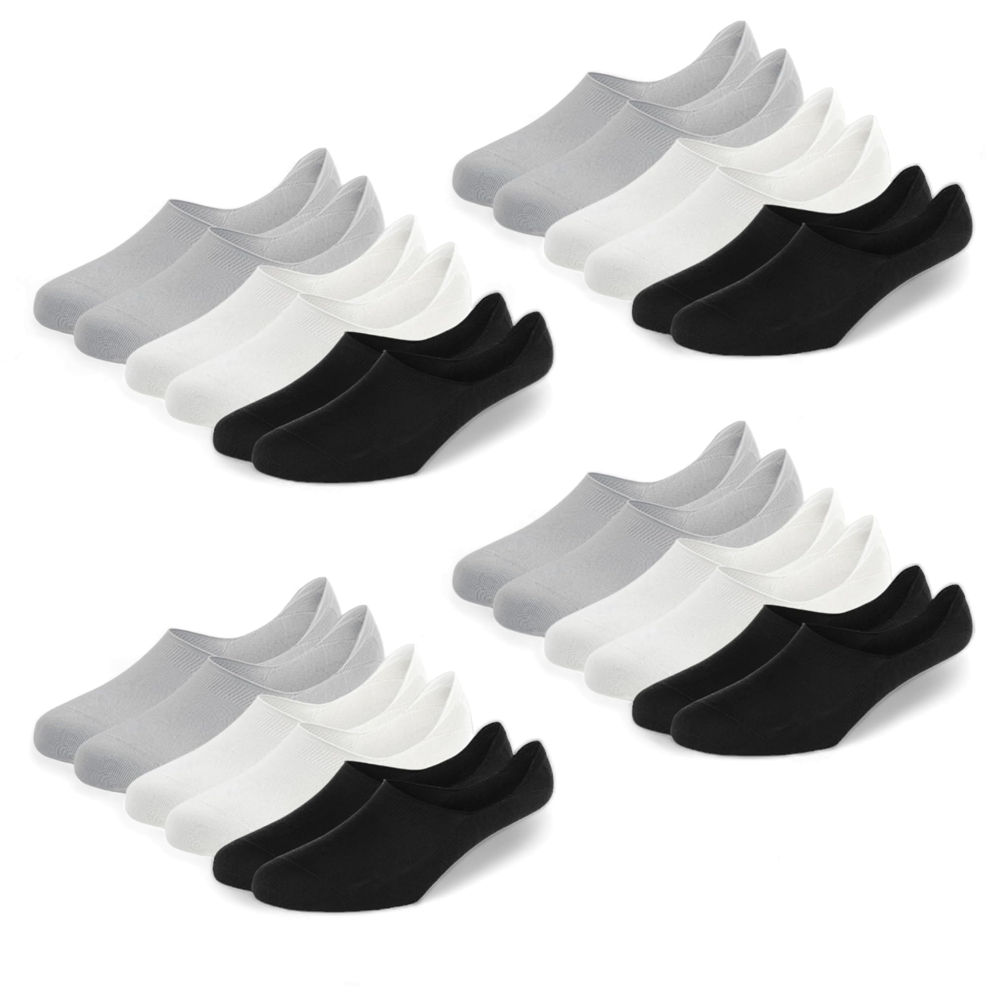 12 Pairs Premium Loafer/No Show Anti Slip Free Size Cotton Socks for Men's and Women's