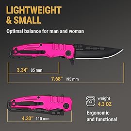Safety Lock Pocket Knife for Women - Spring Assisted Knife Cute Knives - Self Defense Tool Accessory, Hot Pink Folding Sharp Blade - Food Processing Knives Gifts for Wife Girlfriend Girl Mother 6681 P