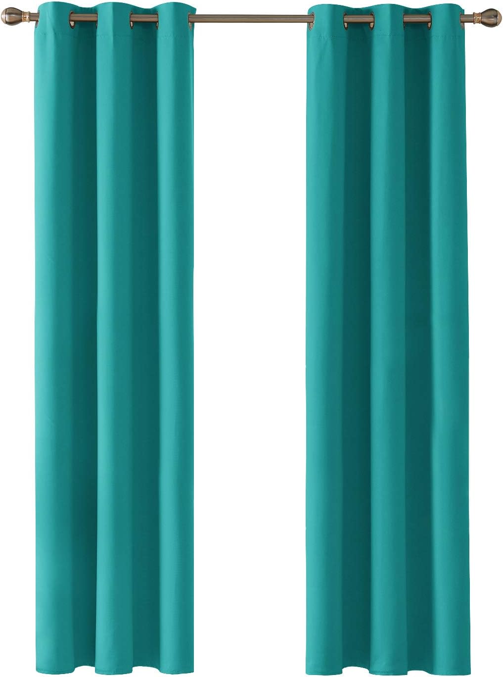 Deconovo Home Decorative Solid Blackout Curtains Thermal Insulated Eyelet Curtains for Girls Bedroom Turquoise 42 x 54 Inch 2 Panels