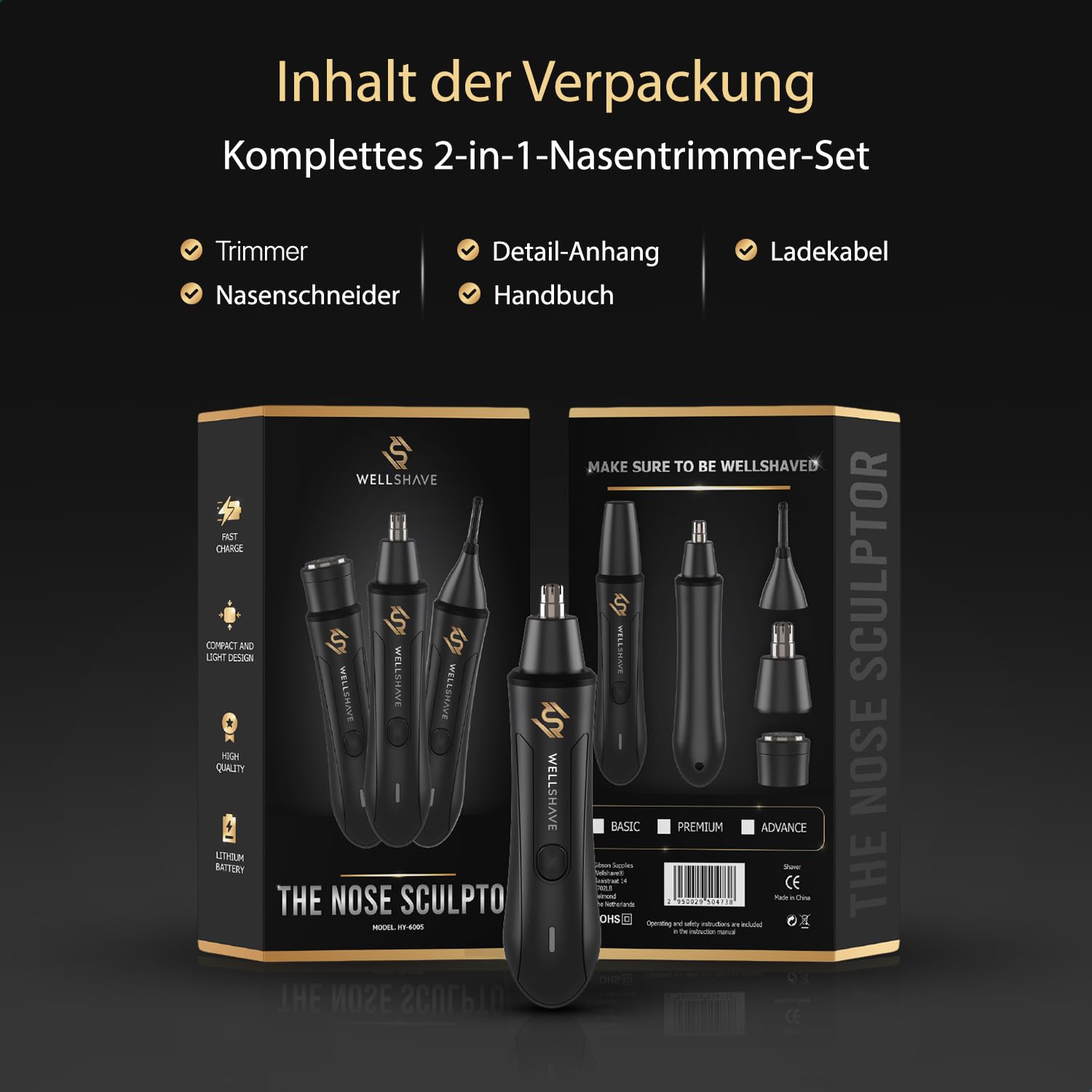 2 in 1 Nasenhaartrimmer - Augenbrauen- und Ohrhaartrimmer - Nasenhaarschneider - Nasenhaarentferner - Nasentrimmer - Ohrhaarentferner - Nasenrasierer