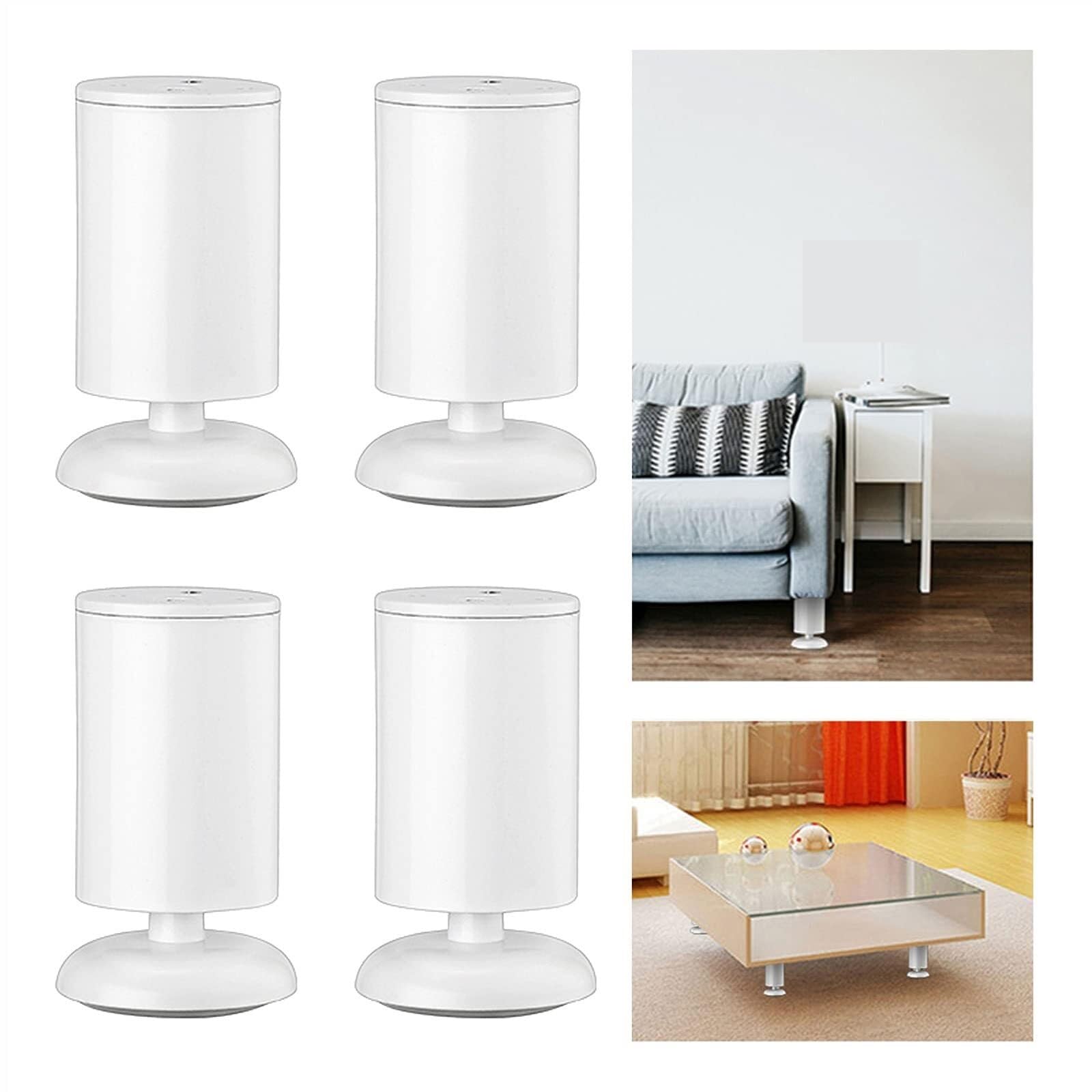 UYHBCNQD 4Pcs Furniture Legs Round Replacement Legs Set Desk Support Legs Steel Furniture Foot Adjustable Cabinet Feets Coffee Legs(Wei�,25cm/9.8in)