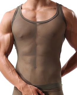 Men's Mesh See-Through Tank Top Dry Fit Muscle Vest