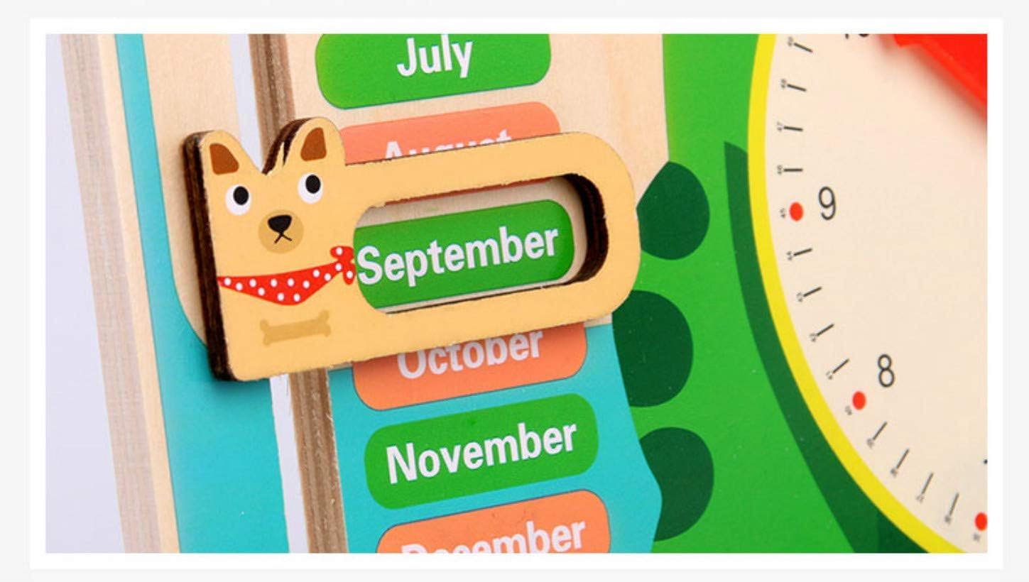 SHINETOY ENTERTAIN KIDS Multifunctional 7 in 1 Wooden Montessori Analog Clock, Calendar, Weather, Season, Time, Week, Number Teaching for Kids Preschool Educational Learning Clock Toy - Multi Color - Image 7 thumbnail