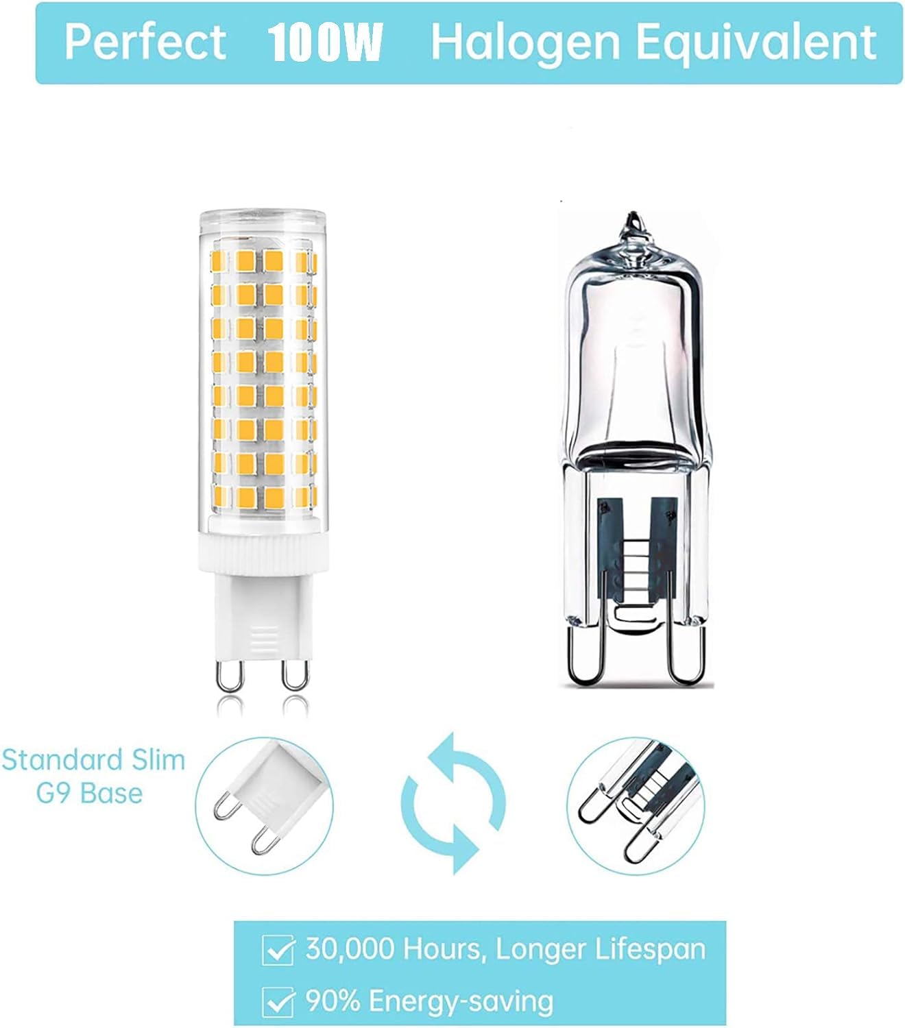 Żarówka LED, żarówka LED G9, 10 W odpowiednik 100 W G9 Halogen, 1000 LM, naturalna biel 4000K, nie regulowana, kąt 360 stopni, AC100-240V Opakowanie 4