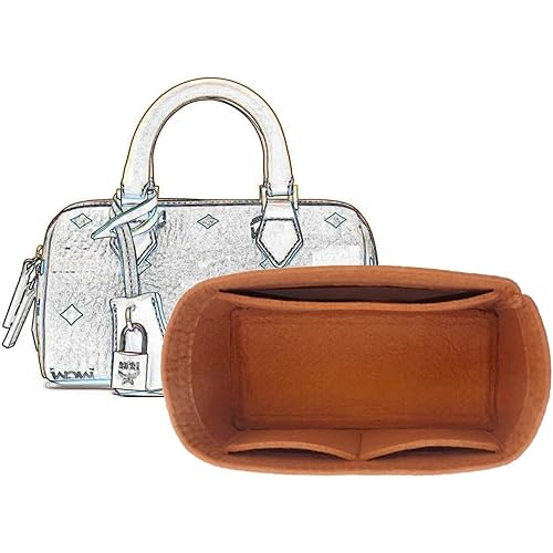 Bag Organizer Lined Storage Bag Bag Storage Insert for MCM Boston Bags(New Mini 19CM,B)