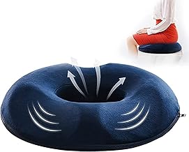 وسادة مقعد من الميموري فوم لتخفيف الام العصعص للبواسير والبروستاتا والحمل وما بعد الولادة او العمليات الجراحية في السيارة الطائرة المكتب (لون ازرق)، اتش تي
