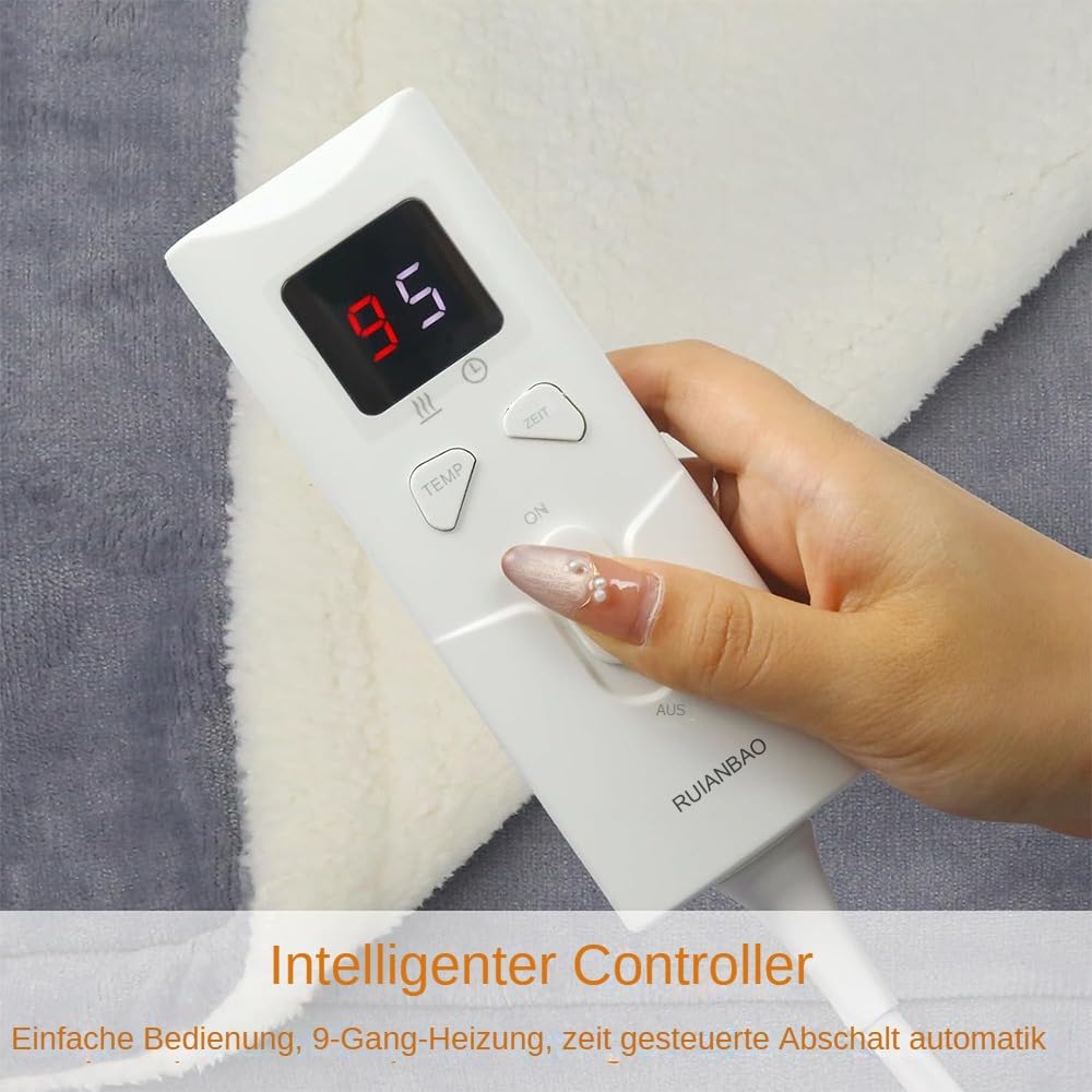 Coperta elettrica, coperta riscaldata in flanella con 9 livelli di riscaldamento e timer di spegnimento automatico da 5 ore, lavabile in lavatrice.