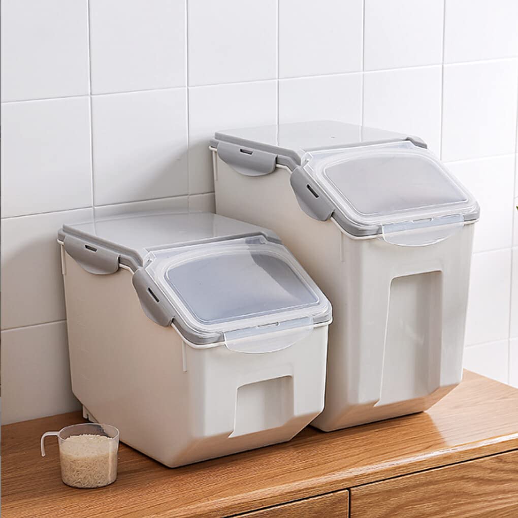 Conteneur Nourriture Animaux 10kg - Étanche Et Anti-mites - Avec Roulettes - Bleu Ou Gris - Plastique PP - 3