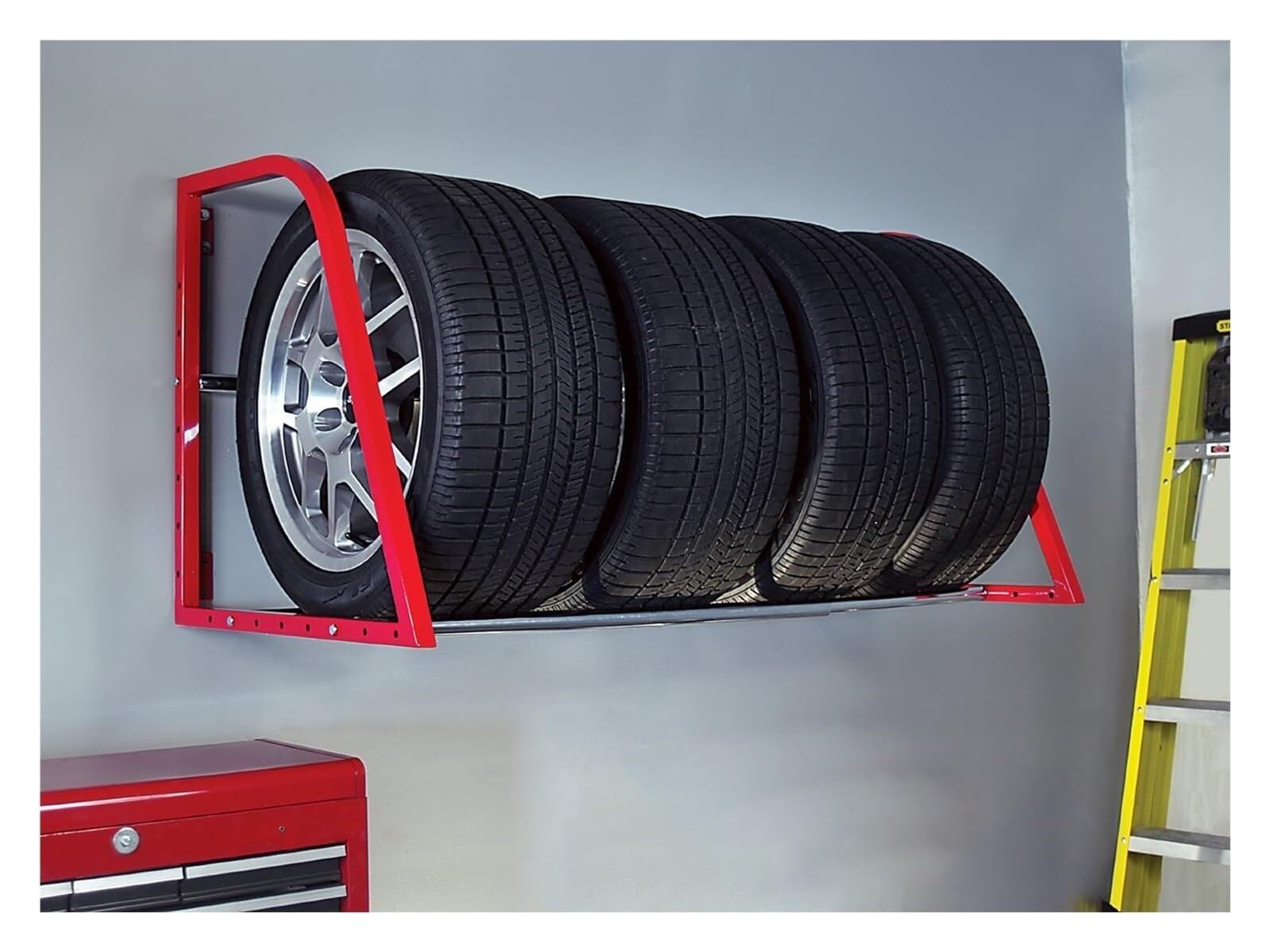 Porta Pneumatici su Ruote, Porta Pneumatici, Porta Pneumatici da Parete, Supporto per Garage sospeso in Metallo, espositore Multi-Pneumatico per Pneumatici/Cerchi/Pneumatici per Auto