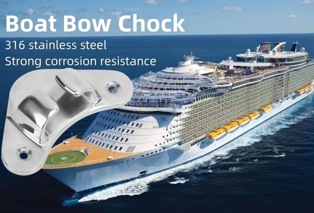 MerciL Boat Bow Chock Cleat Line Chock, 316 Stainless Steel Boat Fairlead Straight Bow Chocks Dock Cleat for Boat Straight Yacht Deck Dock Mooring Rope Cleat Chock, Silver