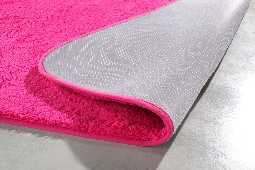 Flauschiger Supersoft Teppich (120x180 cm) • Für Wohnzimmer, Schlafzimmer, Arbeitszimmer und Kinderzimmer • Waschbar und rutschfest • Flauschteppich • Farbe: Fuchsia