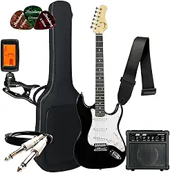 Kit Guitarra Elétrica Bravo Beg100 Strato Série Coldguitar + Acessórios + Amplificador Sheldon (Black)