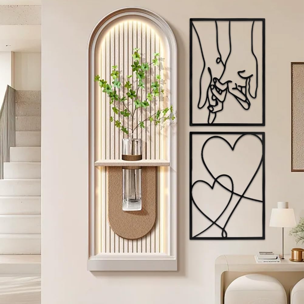 Tutamaz Minimalistyczna dekoracja ścienna z metalu, nowoczesne obrazy ścienne do salonu, dekoracja ścienna, czarna metalowa dekoracja ścienna, minimalistyczna dekoracja ścienna do pokoju, sypialni