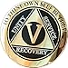 RecoveryChip 5 Year AA Medallion Elegant Black Gold Silver Bi-Plated Alcoholics Anonymous Chip