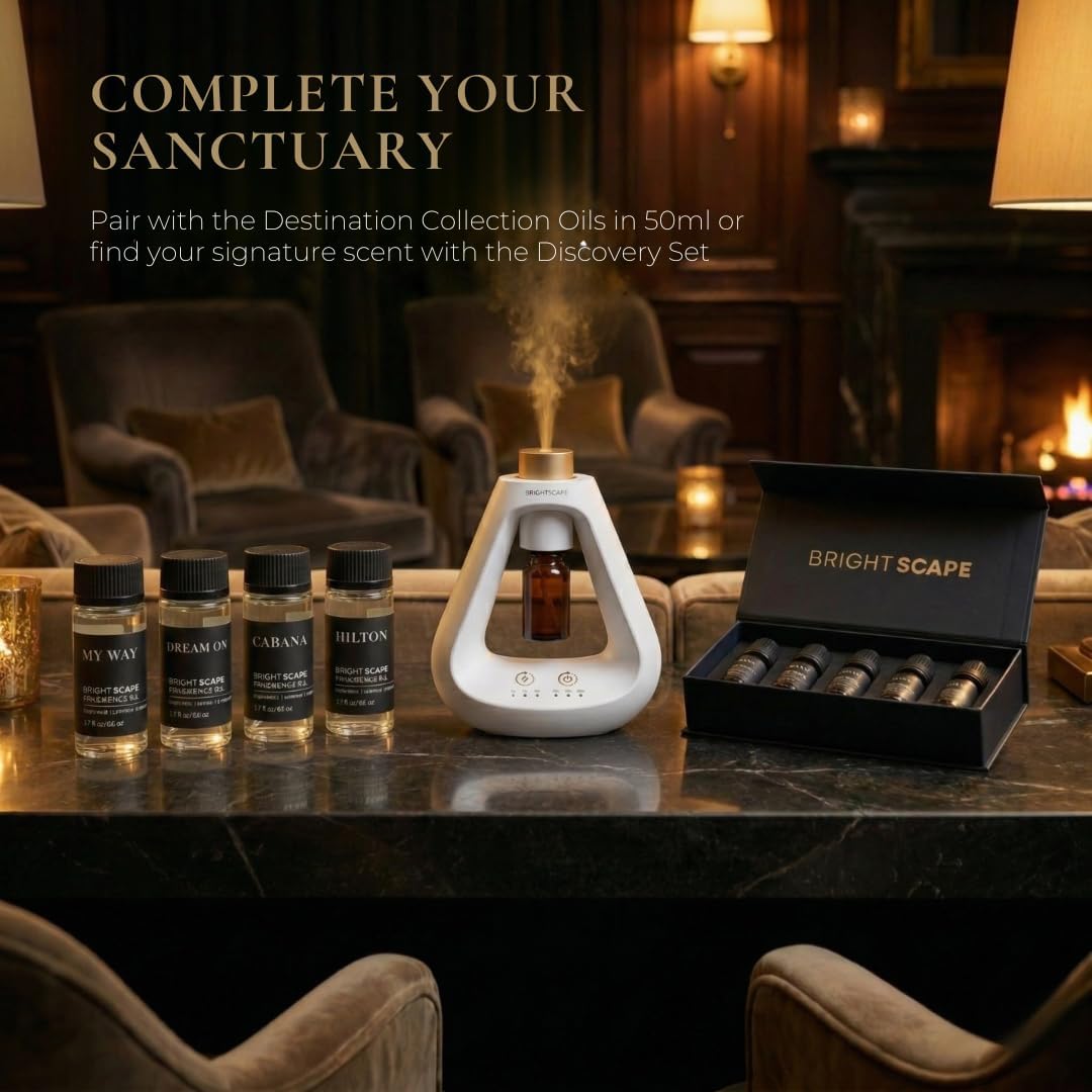 Apex Starter Set — Waterless Aromatherapy Diffuser + 2 Fragrance Oils | Cold Air Nebulizing | Cabana & My Way 0.33 fl oz| No Water No Heat | Pristine White