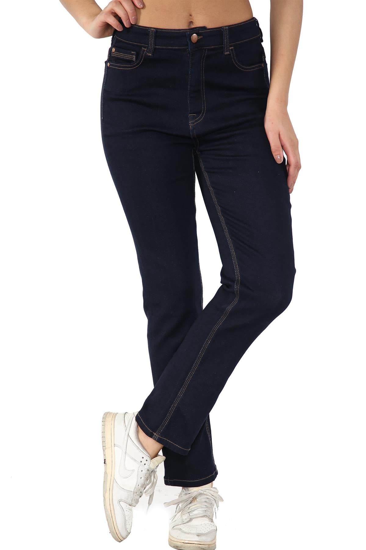MYT Womens Magic Shaping Straight Leg Jeans Stretch High Waisted Ladies Denim Trousers Indigo 22 Long