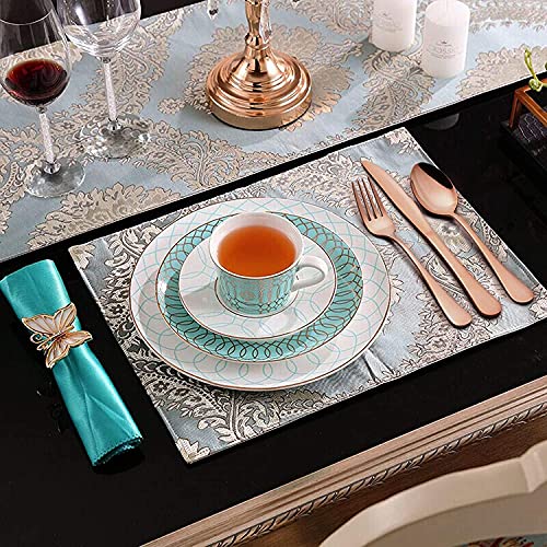Image of Copper Silverware Set, Rose Gold Flatware Set for 4, Stainless Steel Tableware Cutlery Set, Utensil Sets for Kitchen, Forks and Spoons Silverware (Rose Gold, Set of 15)