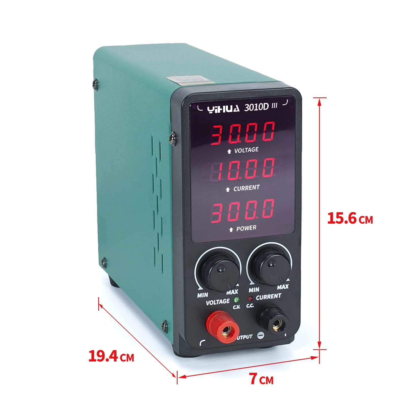 YIHUA 3010D-III DC Alimentatore da banco Laboratorio 30V 10A variabile Alimentatore regolabile con clip a coccodrillo, modalità CC/CV automatica per elettronica, riparazione, galvanica, ingegneristica