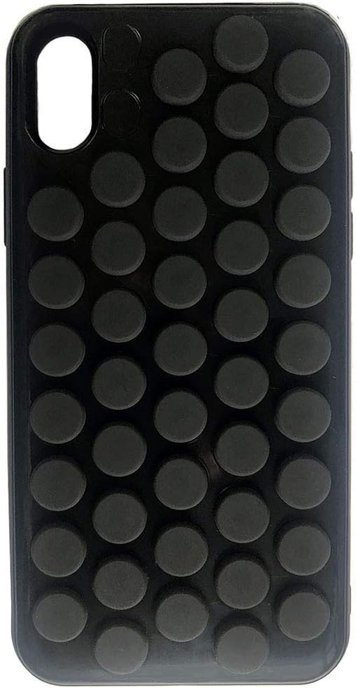 iPhone Xs case HHYCT Funny Popping Decompression Bubble Wrap Back Soft Silicone Case Cover for iPhone X 5.8 Inch (Black)