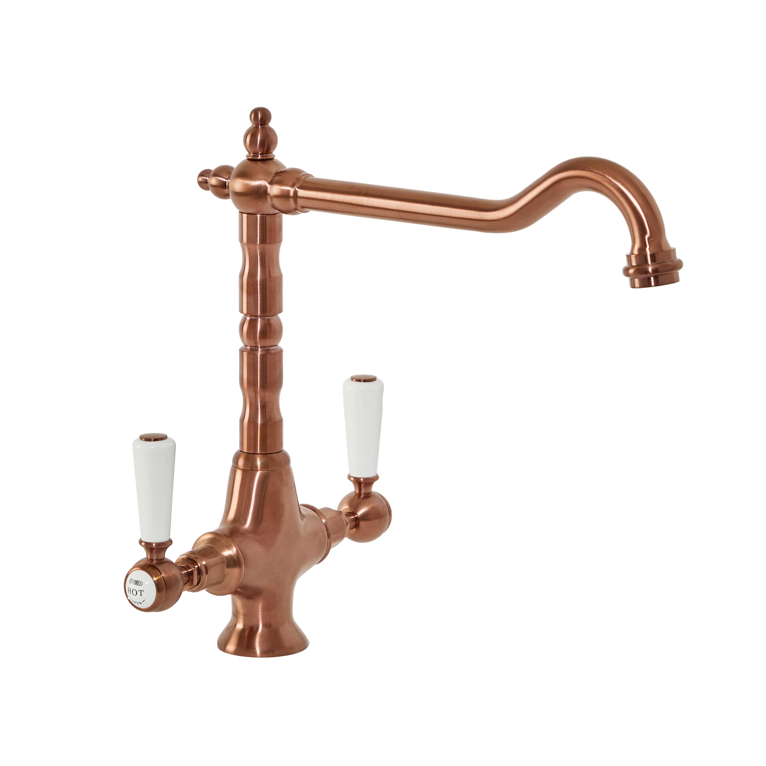 Milano Brushed Copper Elizabeth Lever Handle Kitchen Sink Mixer Tap Swivel Spout - Copper