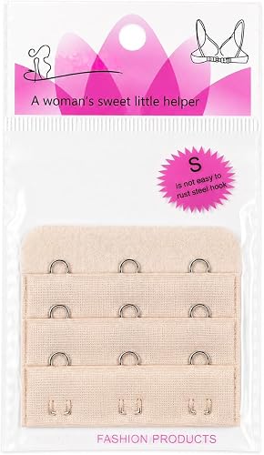 3 Hook Bra Extender Strap Extension, Soft Stretch Comfort, Beige 1 Pack
